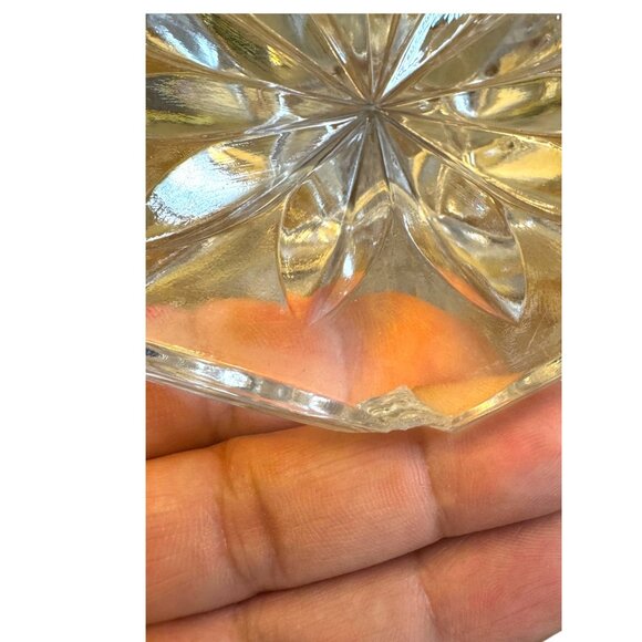 Vintage Cut Glass Cake Stand With Floral & Starburst Design - Picture 4 of 7